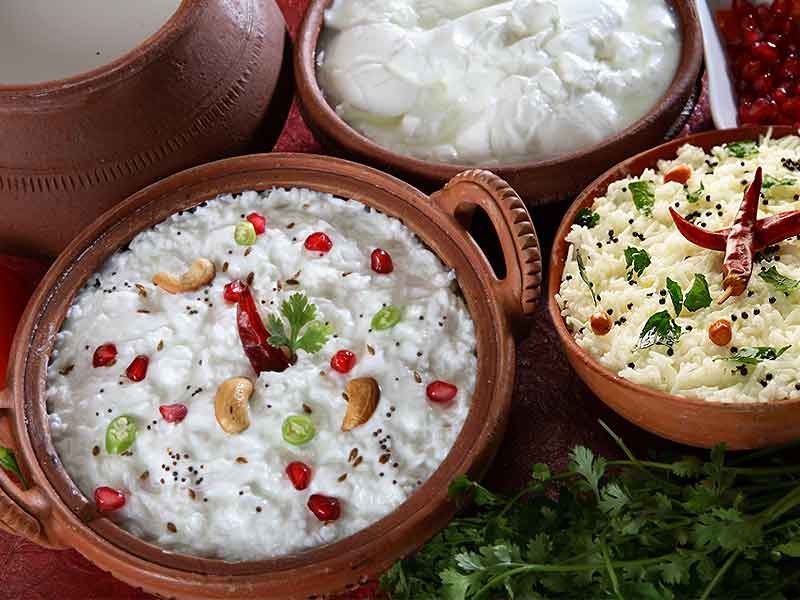 Curd rice with fruits